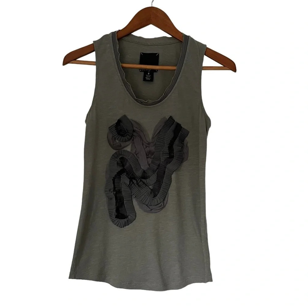 Urban Outfitters McGinn Muted Green Tank Top Abstract Fringe Lace Women’s  Sz S